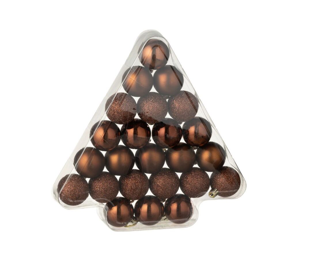 Kerstverpakking met 24 kerstballen, donkerbruin