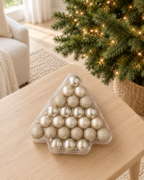 Kerstverpakking met 24 beige kerstballen 59875 Kerstverpakking met 24 beige kerstballen