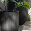 Set van 3 bloempotten rond keramiek hoog zwart