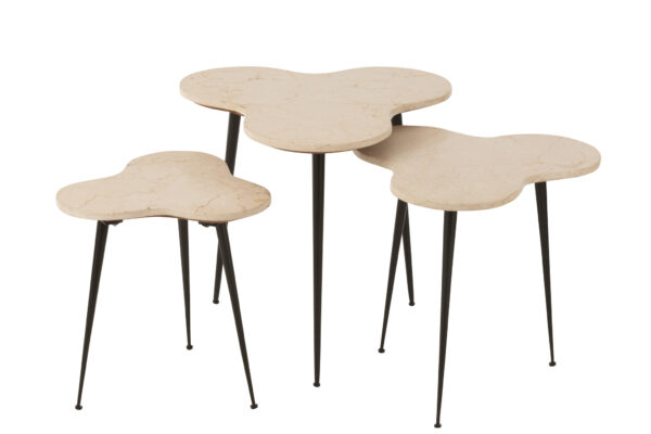 45986-0.jpg Set van 3 bijzettafels Bee marmer/metaal Wit