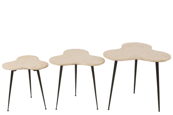 45986-1.jpg Set van 3 bijzettafels Bee marmer/metaal Wit