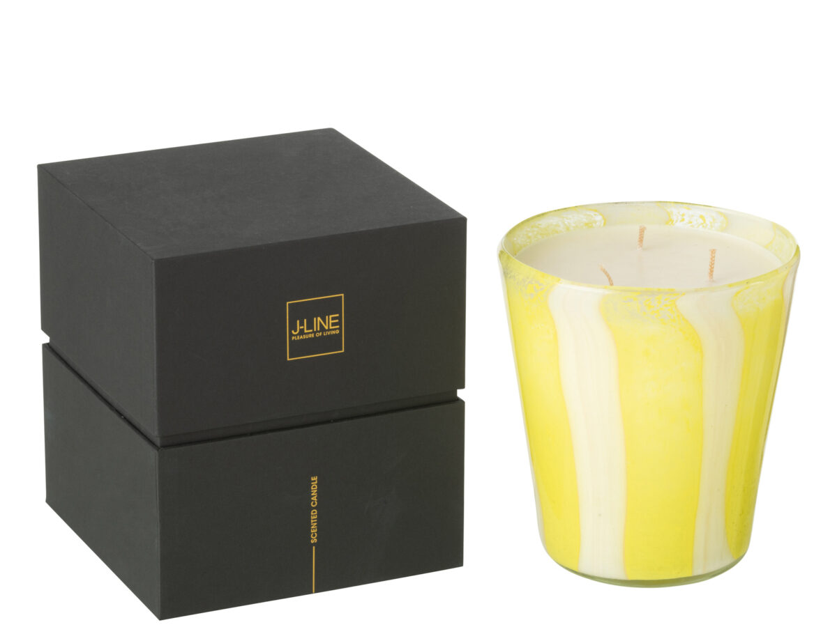 Geurkaars Noa Lines Geel Medium-68 uur