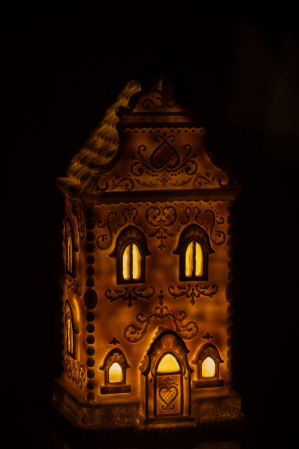 Peperkoekhuis Beige/Wit met Led verlichting