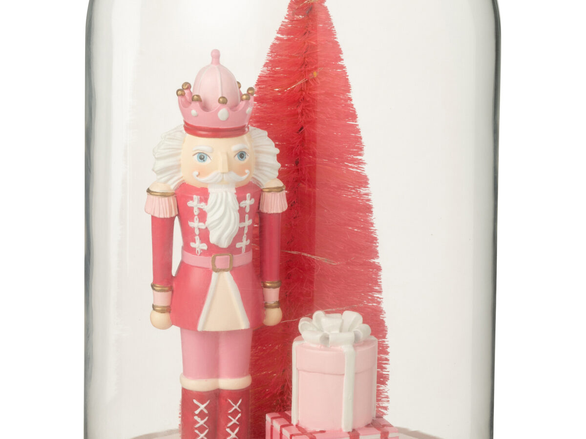 Decoratieve stolp met LED-notenkraker Roze/Rood | 28 cm