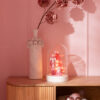 Decoratieve stolp met LED-notenkraker Roze/Rood | 28 cm