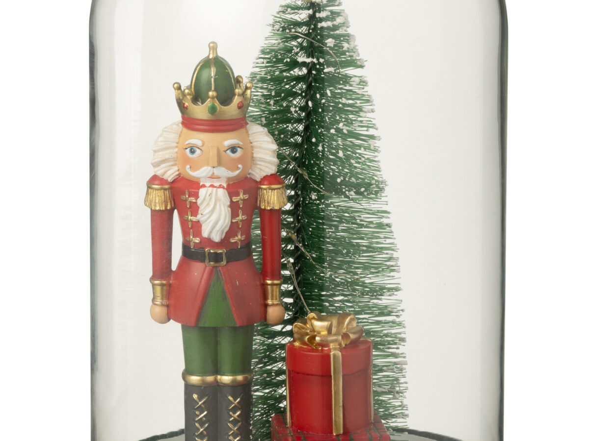 Stolp Notenkraker met LED-lampjes Rood/Donkergroen | 28 cm