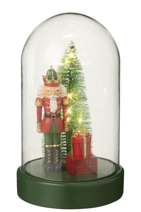 Stolp Notenkraker met LED-lampjes Rood/Donkergroen | 28 cm