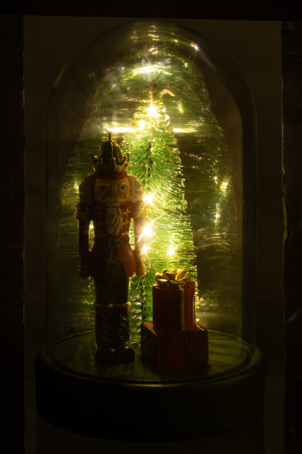 Stolp Notenkraker met LED-lampjes Rood/Donkergroen | 28 cm