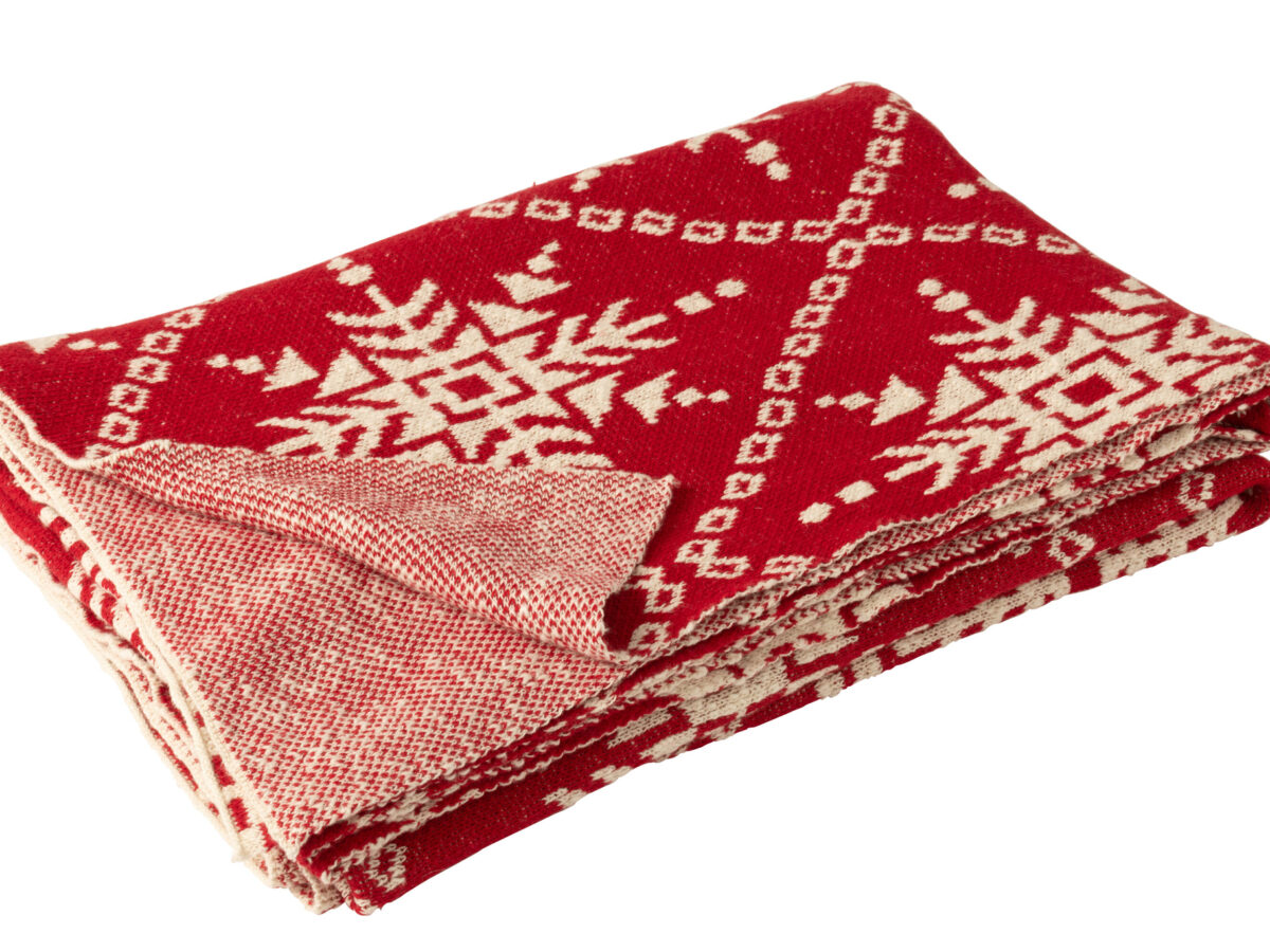 Deken Sneeuwvlokken Katoen Kerst Rood/Wit