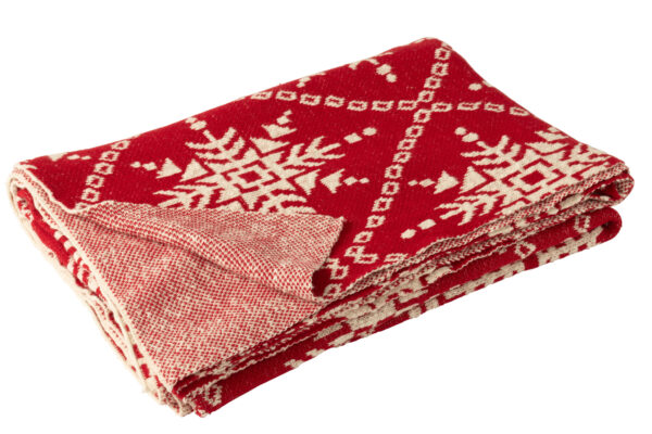 Deken Sneeuwvlokken Katoen Kerst Rood/Wit
