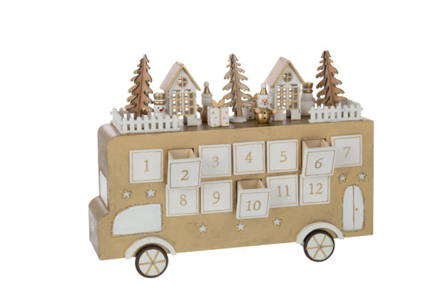 Bus Adventskalender Goudkleurig/Wit