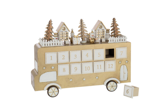Bus Adventskalender Goudkleurig/Wit