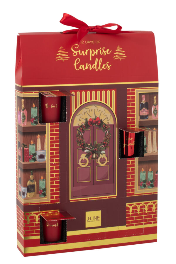 Adventskalender 12 Geurkaarsen Rood | J-line