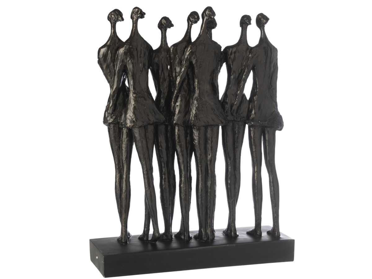 Figuur op voet 8 personen zwart Large J-line