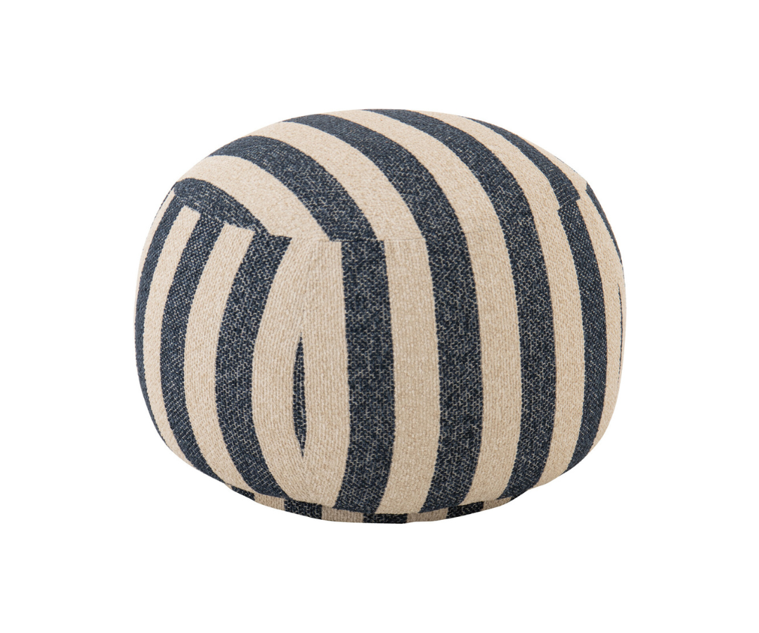 Poef Gestreept Blauw/Wit J-line