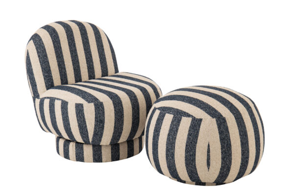 60896-7 Gestreepte Loungestoel Blauw/Wit J-line