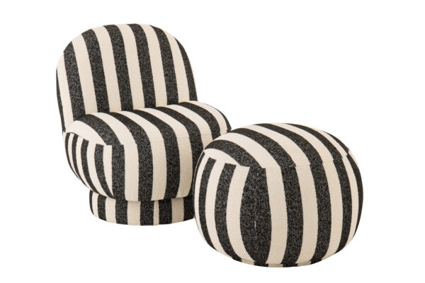 Gestreepte Loungestoel Zwart/Wit J-line