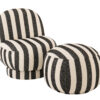 60900-7 Gestreepte Loungestoel Zwart/Wit J-line