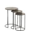 Set van 3 bijzettafels rond aluminium zwart/grijs