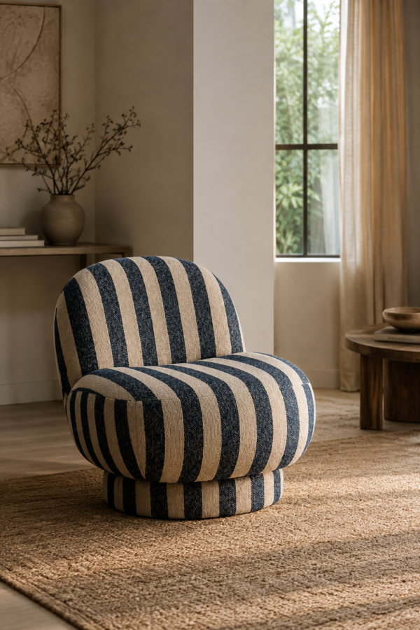 Gestreepte Loungestoel Blauw/Wit J-line
