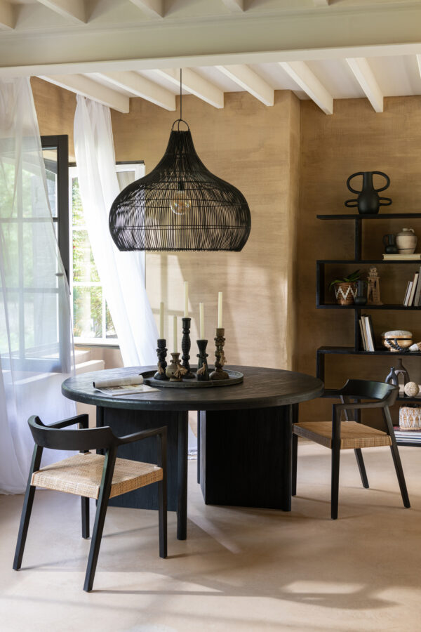 43766-7.jpg Eettafel Lio Rond teakhout Ø150 cm Zwart J-line