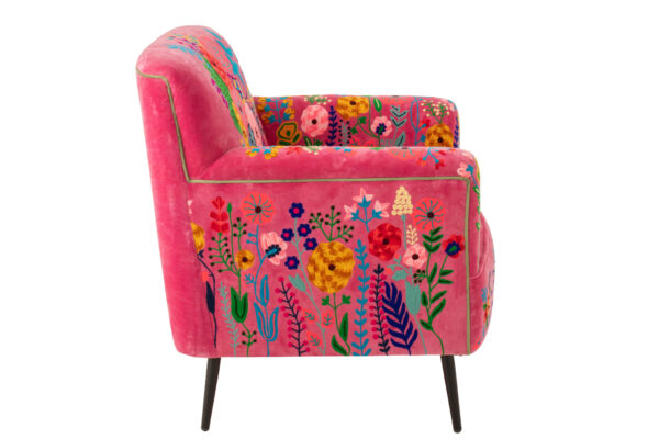 61966-1.jpg Fauteuil Bloemen Mangohout Fuchsia - J-line