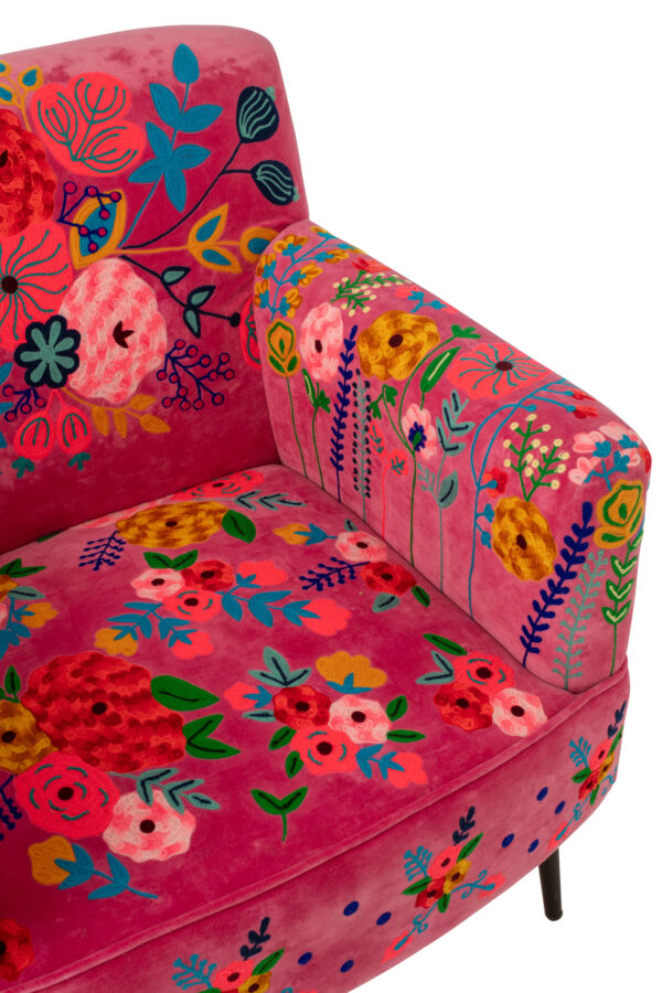 61966-3.jpg Fauteuil Bloemen Mangohout Fuchsia - J-line