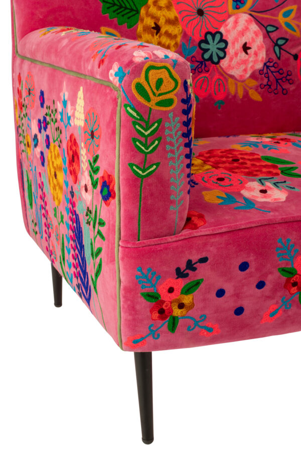 61966-5.jpg Fauteuil Bloemen Mangohout Fuchsia - J-line