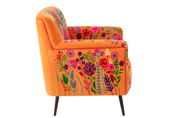 61967-1.jpg Fauteuil Bloemen Mangohout Oranje - J-line