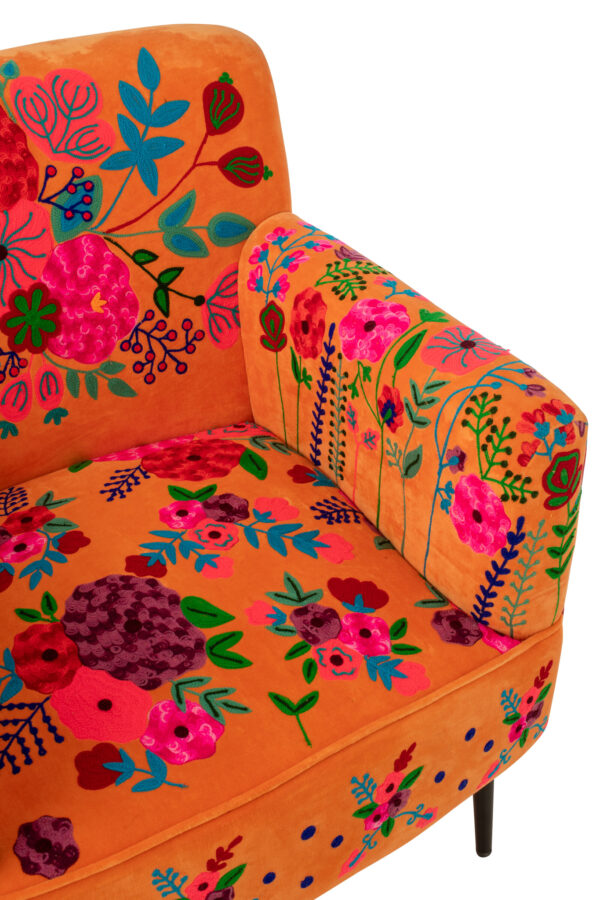 61967-3.jpg Fauteuil Bloemen Mangohout Oranje - J-line