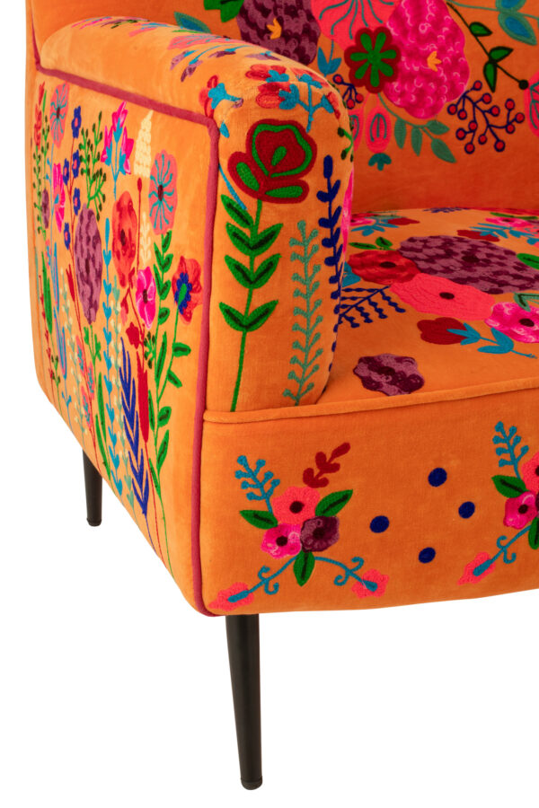 61967-5.jpg Fauteuil Bloemen Mangohout Oranje - J-line