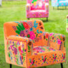 61967-6.jpg Fauteuil Bloemen Mangohout Oranje - J-line