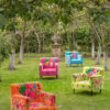 61967-7.jpg Fauteuil Bloemen Mangohout Oranje - J-line