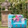 Fauteuil Bloemen Mangohout Azuurblauw - J-line