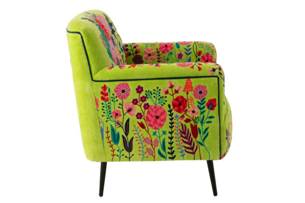 61969-1.jpg Fauteuil Bloemen Mangohout Groen - J-line