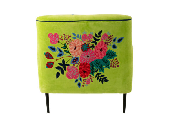 61969-2.jpg Fauteuil Bloemen Mangohout Groen - J-line