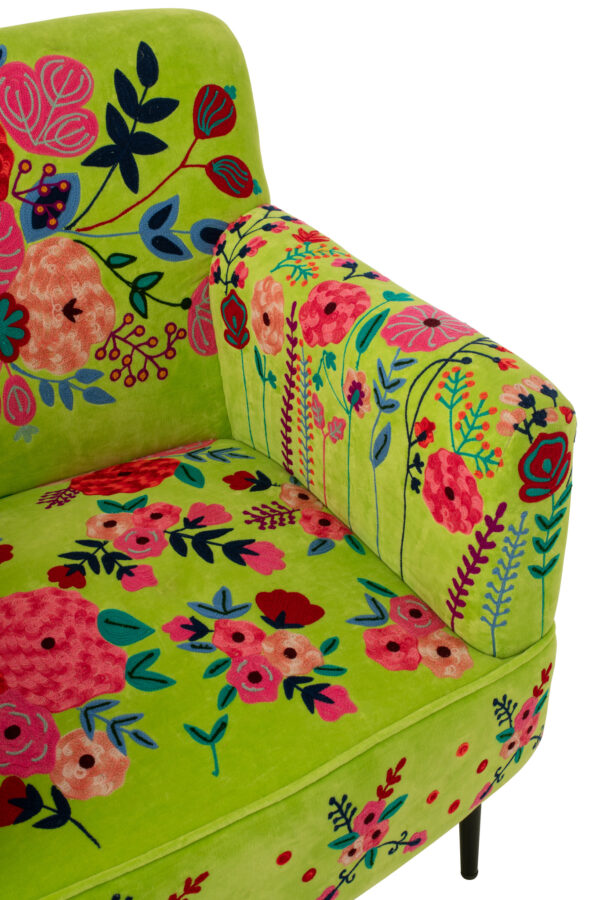 61969-3.jpg Fauteuil Bloemen Mangohout Groen - J-line