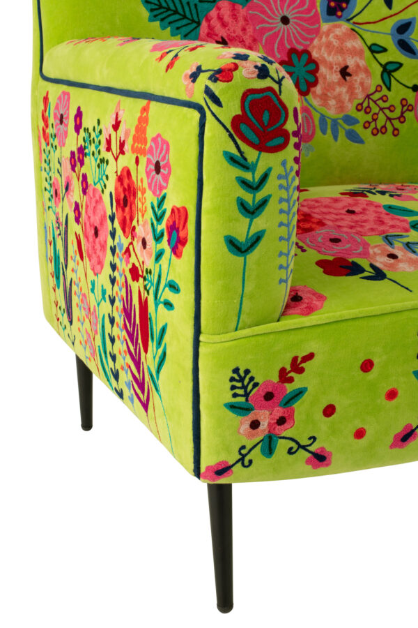 61969-5.jpg Fauteuil Bloemen Mangohout Groen - J-line