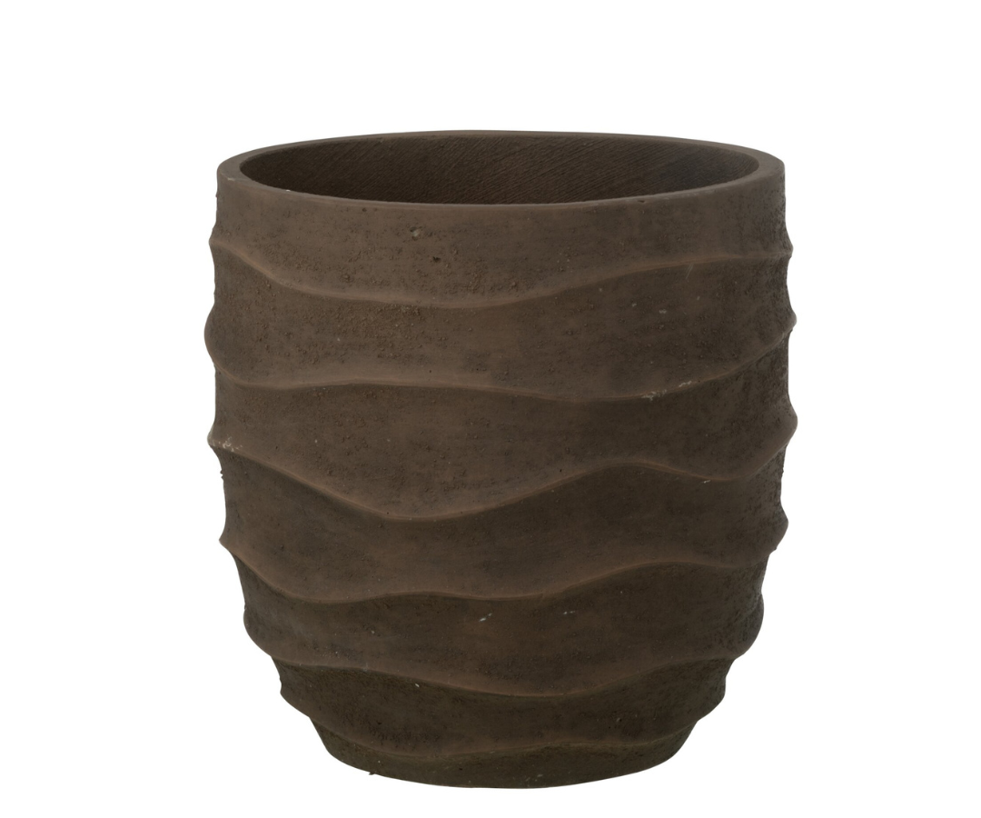 Bloempot Waves donkerbruin Medium Outdoor