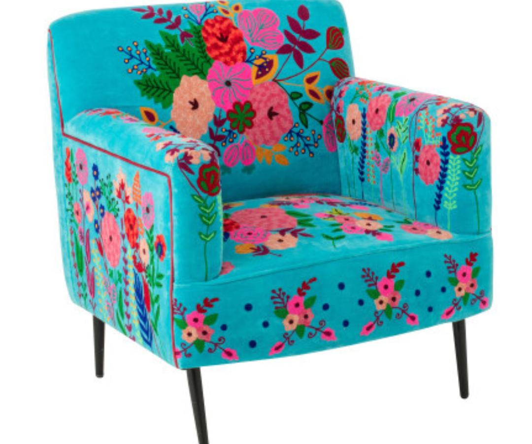 Fauteuil Bloemen Mangohout Fuchsia - J-line