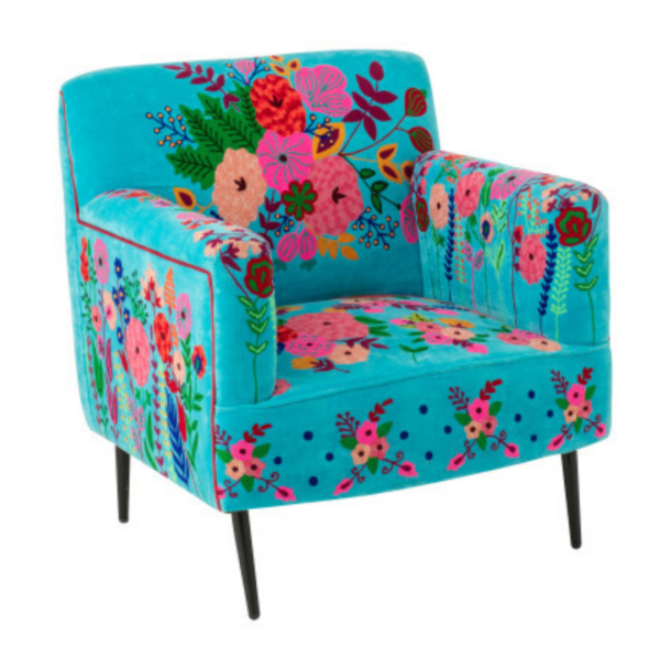 Fauteuil Bloemen Mangohout Fuchsia - J-line