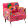 Fauteuil Bloemen Mangohout Fuchsia - J-line 61996 Fauteuil Bloemen Mangohout Fuchsia - J-line is een echte eyecatcher in het interieur. Een comfortabele stoel die je direct opvrolijkt