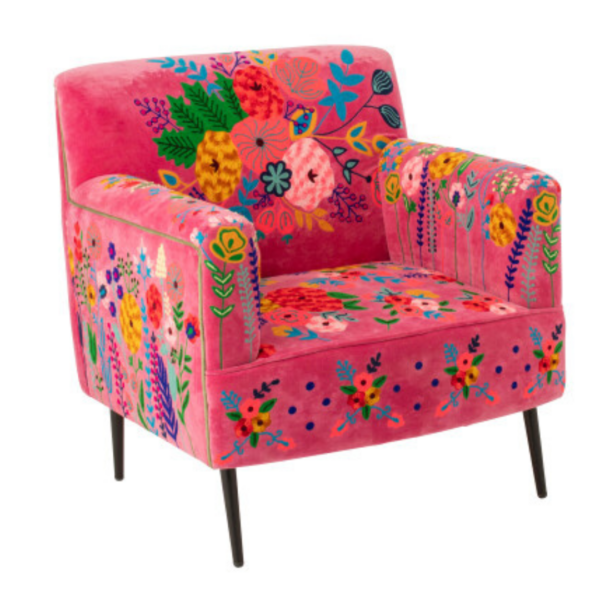 Fauteuil Bloemen Mangohout Fuchsia - J-line 61996 Fauteuil Bloemen Mangohout Fuchsia - J-line is een echte eyecatcher in het interieur. Een comfortabele stoel die je direct opvrolijkt