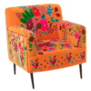 Fauteuil Bloemen Mangohout Oranje - J-line 61967 Fauteuil Bloemen Mangohout Oranje - J-line