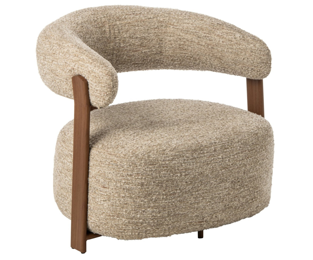 265904 Beige Ronde Fauteuil J-line Beige Ronde Bouclé Fauteuil J-line