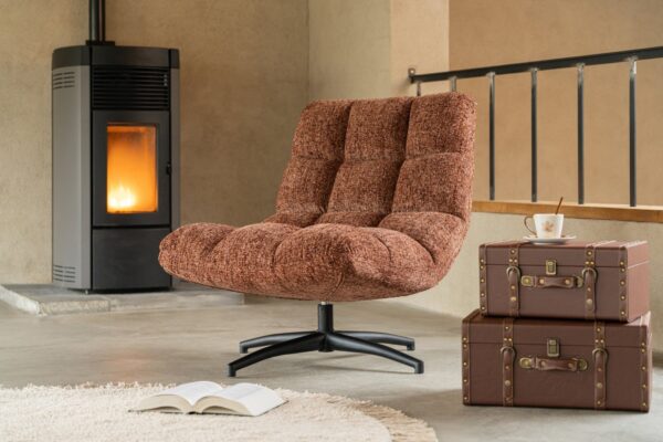 Bouclé Loungestoel Matel Terracotta J-line