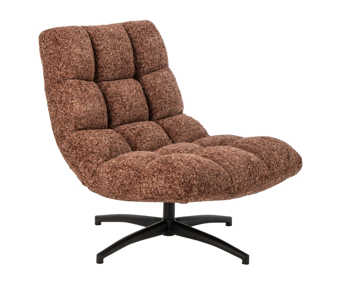 265910 Bouclé Loungestoel Matel Terracotta J-line Bouclé Loungestoel Matel Terracotta J-line