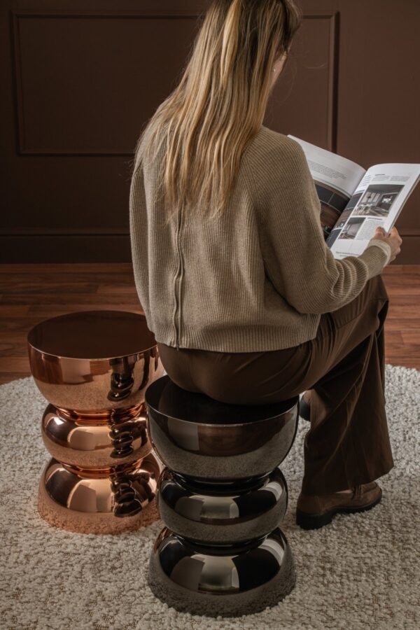 Bijzettafel Lise - Glanzend Chrome Roségoud | J-line