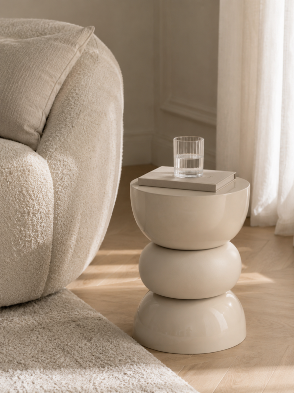 267425 Bijzettafel Lise Beige Bijzettafel Lise - Glanzend Beige | J-line