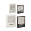 Set van 4 Decoratieve Opbergboeken Steden Zwart/Wit J-line